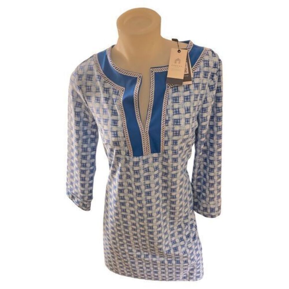 Cabana  Life SPF 50 Dress - S blue ,white , nylon spandex NWT